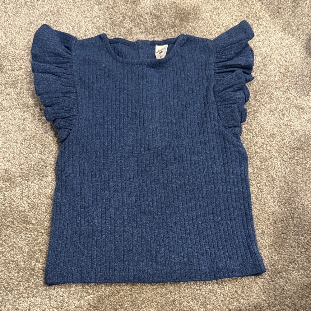 Navy Ruffled Sleeve Kids Blouse